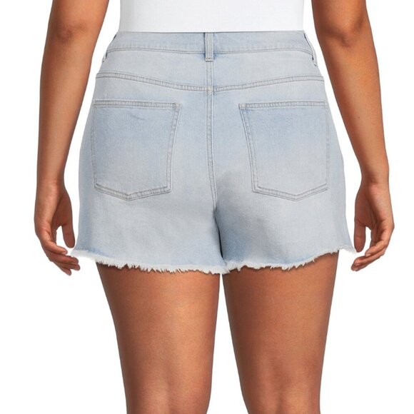 NWOT Terra & Sky Women's Plus High Rise Frayed Hem Boyfriend Denim Shorts,24W - Picture 2 of 7